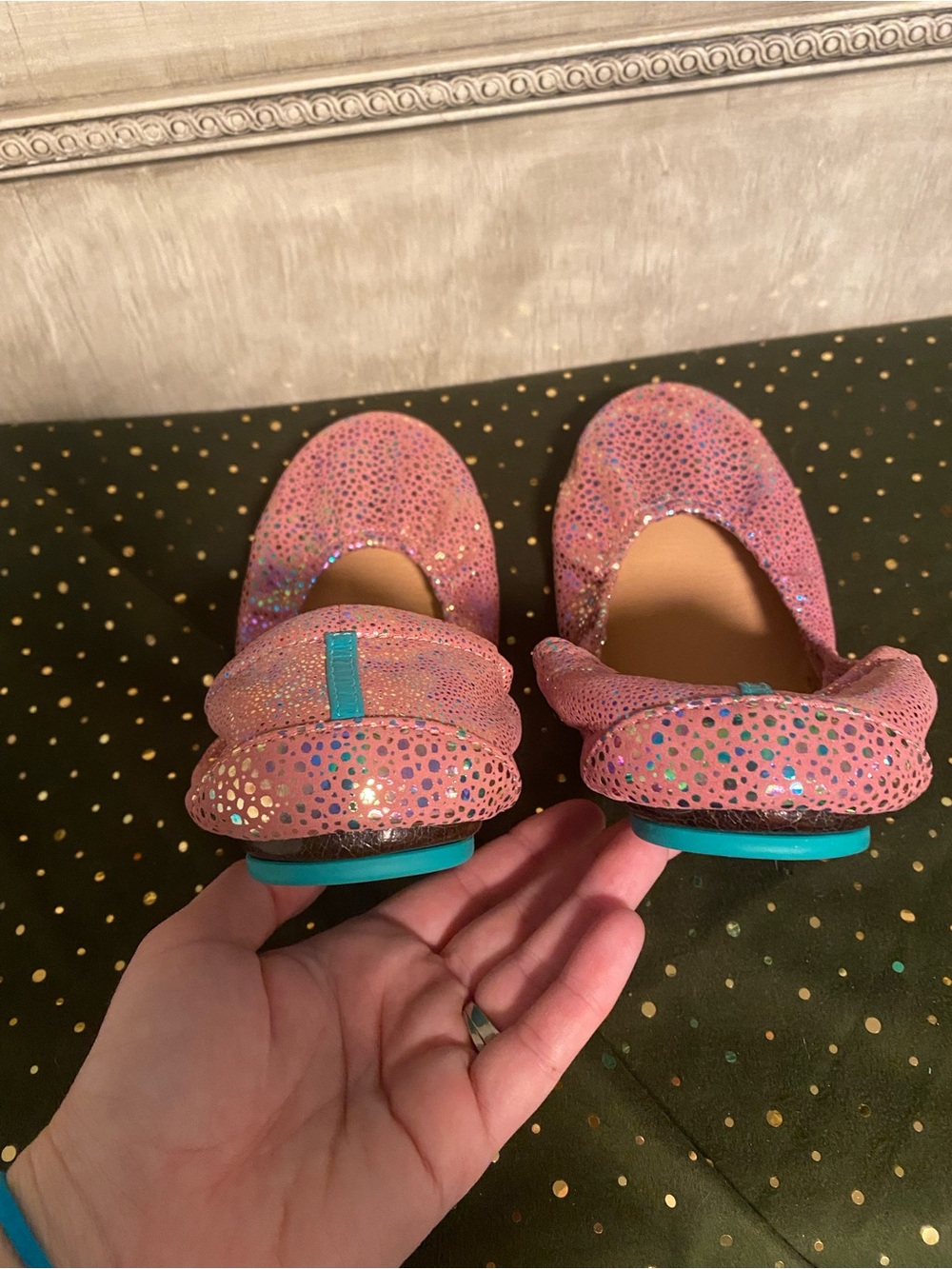 NEW Tieks Fairy Dust Pink Sparkle Ballet Flats Size 10 - Picture 4 of 8